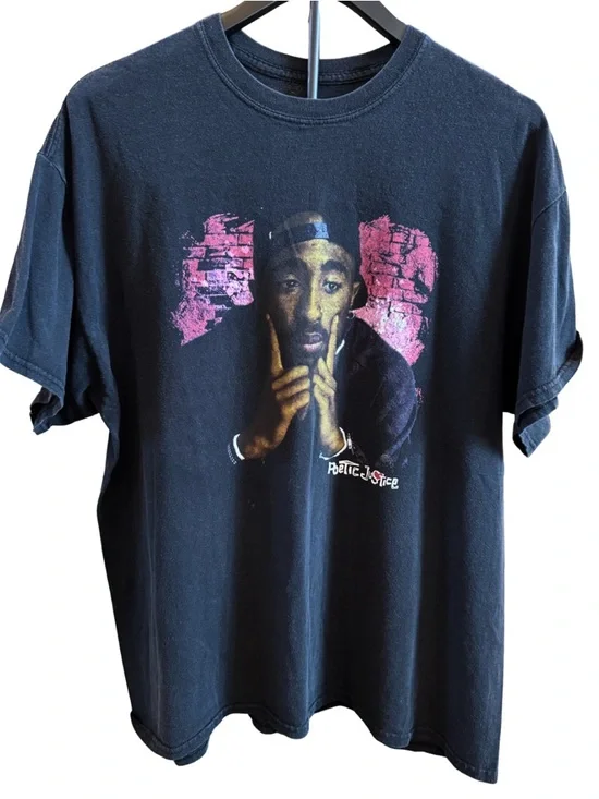 Retro Poetic Justice Tupac Shakur Black Rap Tee Short Sleeve - L - Picture 1 of 2